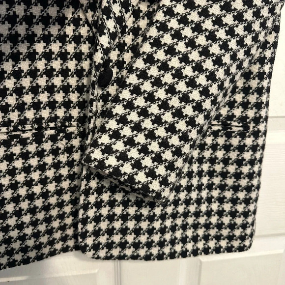 Vintage Houndstooth Blazer Size M Black White Single Breasted - Picture 8 of 10